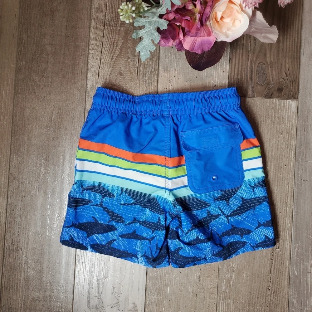 Wonder Nation Boys Swim Trunks with UPF 50+ Size XS (4-5) NWOT Blue Sharks